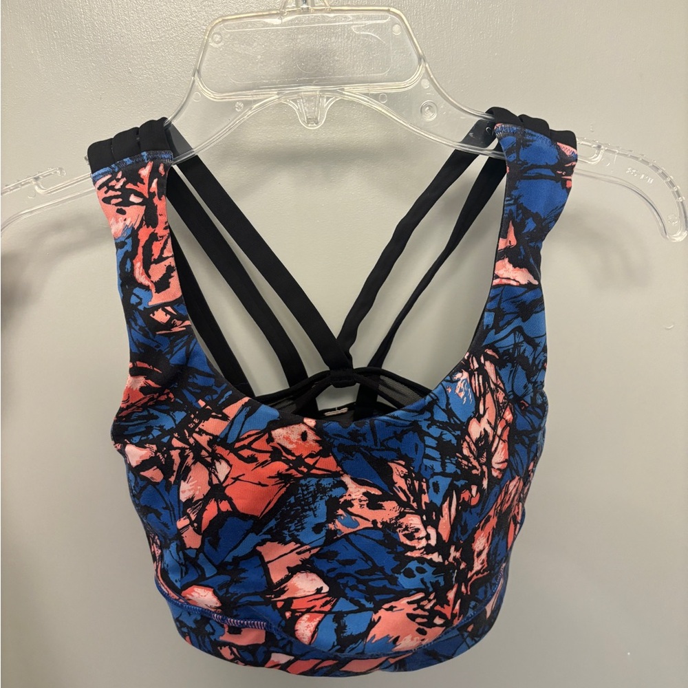 Lululemon Athletica Blue and Pink Floral Sports Bra